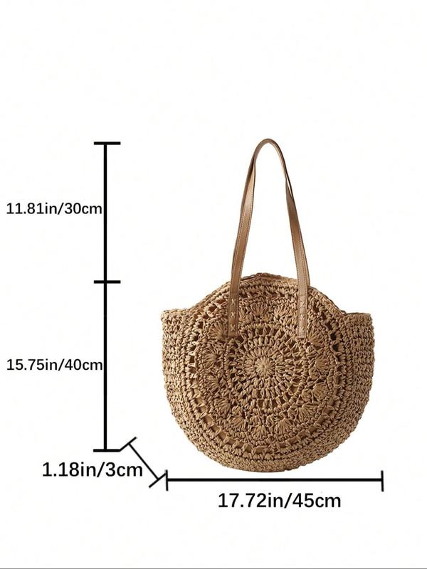 Boho Style Hollow out Design Tote Bag,  Large Capacity Shoulder Bag for Women, Summer 2024 Beach Bag for Travel & Daily Use