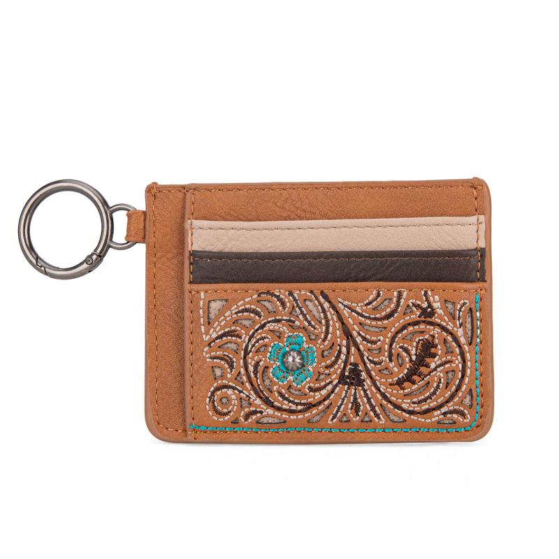 Montana West [MegaLive] Embroidered Floral Slim Minimalist Wallet Front Pocket Wallets with 6 Card Slots