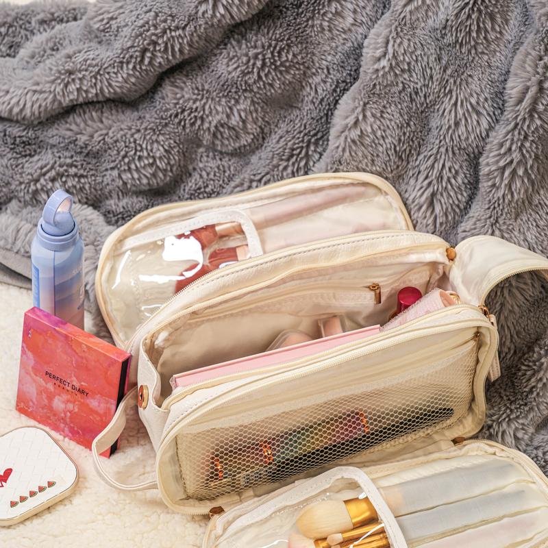 Women's Multifunctional Cosmetic Bag Large Capacity Portable Travel Makeup Brush Toiletries Storage Bag