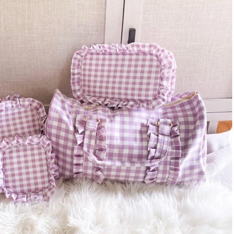 Gingham Ruffle Duffle Bag Gym Bag Ballet Bag Overnight Travel Bag