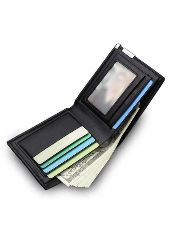 Men's Solid Color Multilayer Cardholder, Plain Casual Pu Leather Short Wallet, Suitable for Carrying Out, Birthday Gift