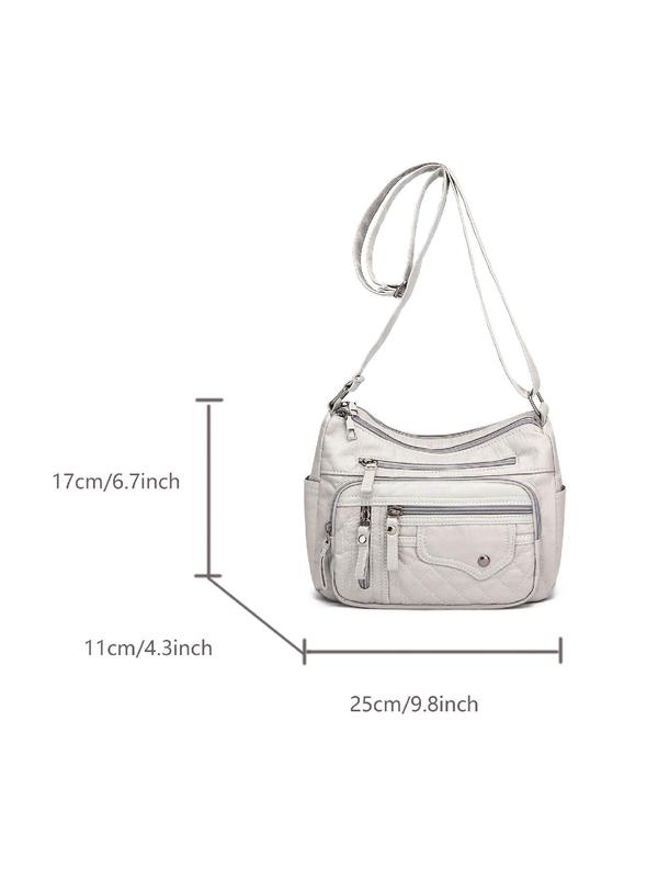 Women's Stylish All-match Solid Color Multi-pocket Design Crossbody Bag, Fashionable Casual Pu Leather Shoulder Bag with Adjustable Strap for Daily Used