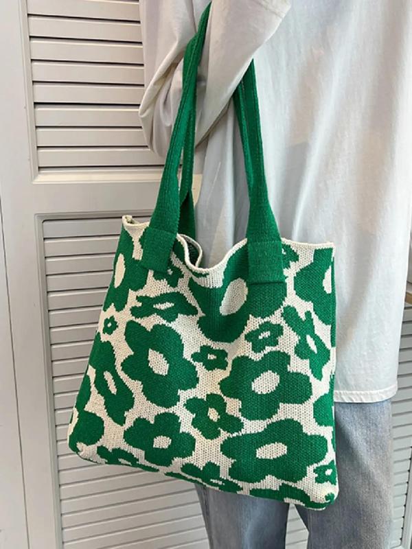 Fashion Floral Pattern Tote Bag,  Large Capacity Shoulder Bag for Women, Casual Trendy Versatile High-quality Daily Commuting Bag Everything Tote Bag for Work & Daily Use