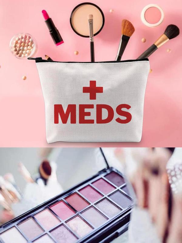 Red Cross Logo & Letters Print Makeup Bag, Meds Bag, Travel Portable Cosmetic Organizer, Small Large Toiletry Accessory