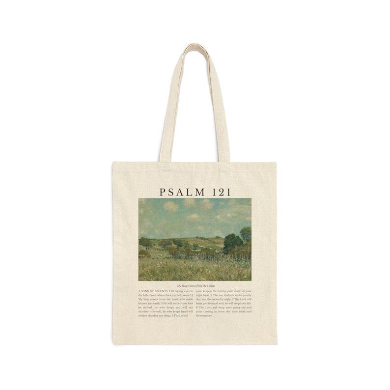 Psalm 121 Tote Bag, Psalms Bible Tote, Christian Girl Gift, Baptism Gift, Sunday Bag, Nature Tote, Church Bag