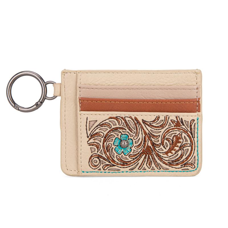 Montana West [MegaLive] Embroidered Floral Slim Minimalist Wallet Front Pocket Wallets with 6 Card Slots