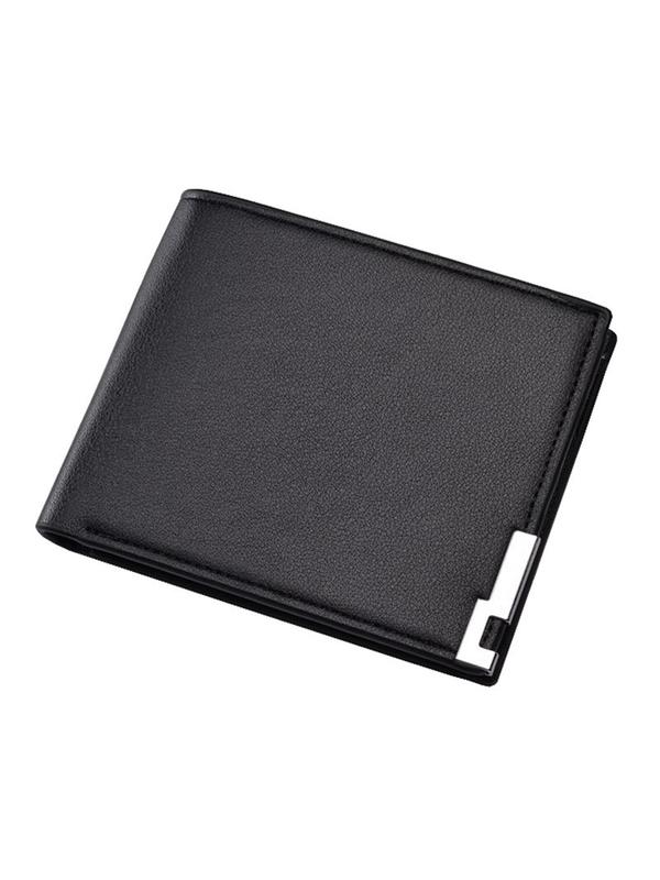 Men's Solid Color Multilayer Cardholder, Plain Casual Pu Leather Short Wallet, Suitable for Carrying Out, Birthday Gift