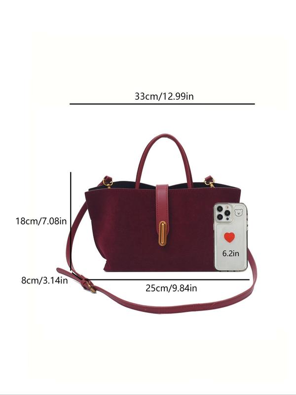 Women's Elegant Suede Tote Bag, Fashionable Large Capacity Shoulder Bag for Work & Daily Used, Casual Trendy Versatile High-quality Daily Commuting Bag