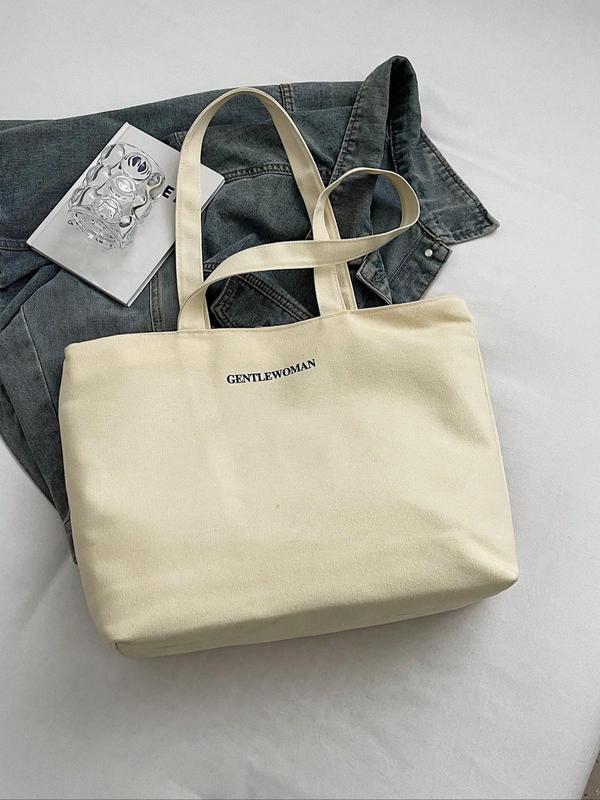 Women's Minimalist Letters Print Tote Bag, All-match Large Capacity Shoulder Bag for Women, Casual Trendy Versatile Daily Commuting Bag