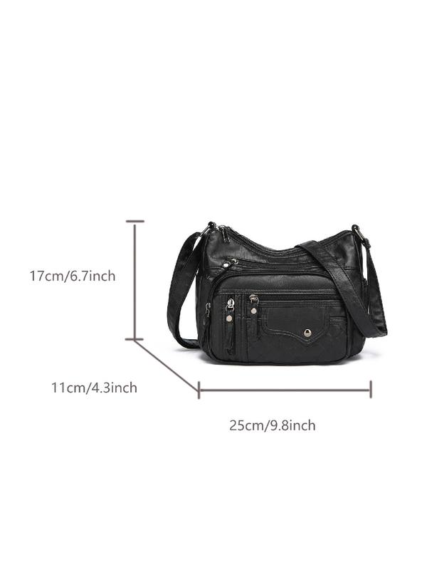 Women's Stylish All-match Solid Color Multi-pocket Design Crossbody Bag, Fashionable Casual Pu Leather Shoulder Bag with Adjustable Strap for Daily Used