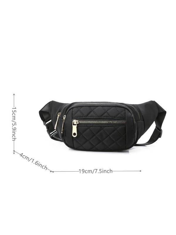 Women's  Solid Color Diamond Quilted Fanny Pack, Fashionable Multi-pocket Design Zipper Chest Bag, Casual All-match Fanny Pack for Daily Used