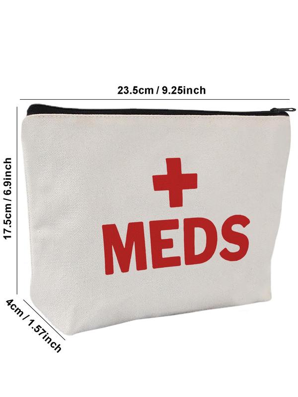 Red Cross Logo & Letters Print Makeup Bag, Meds Bag, Travel Portable Cosmetic Organizer, Small Large Toiletry Accessory