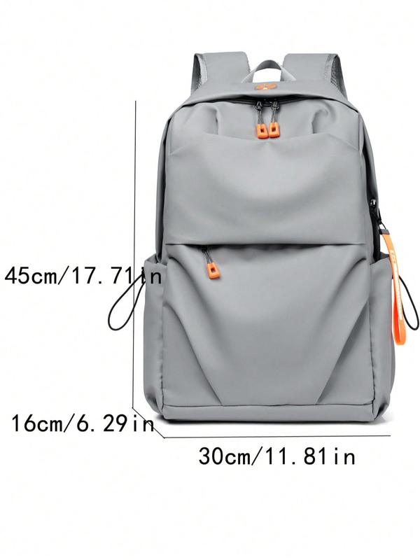 Unisex Letter Print Zip Waterproof Backpack, Minimalist Casual Plain Large Volume Backpack with Usb Port & Adjustable Strap For Work & Daily Used & Travel