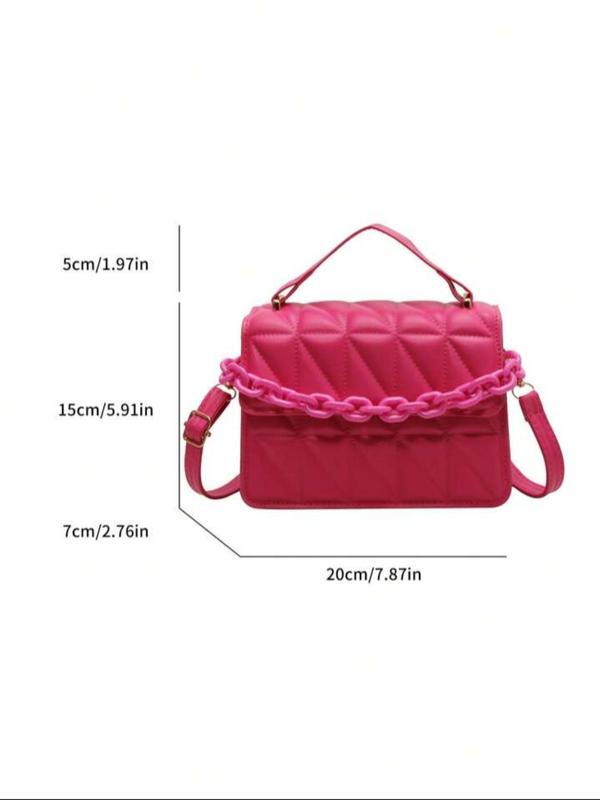 Women's Elegant Quilted Crossbody Bag, Trendy Chain Decorated Flap Square Bag, Chic All-match Shoulder Bag for Daily & Work Use