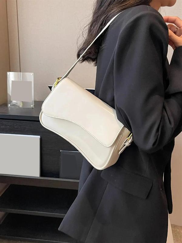 Women's Solid Color Flap Shoulder Bag, Fashionable PU Leather Crossbody Bag for Daily Used, Casual Trendy Versatile High-quality Daily Commuting Bag