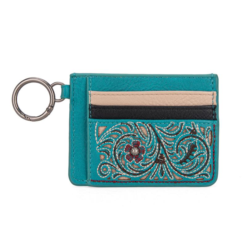 Montana West [MegaLive] Embroidered Floral Slim Minimalist Wallet Front Pocket Wallets with 6 Card Slots