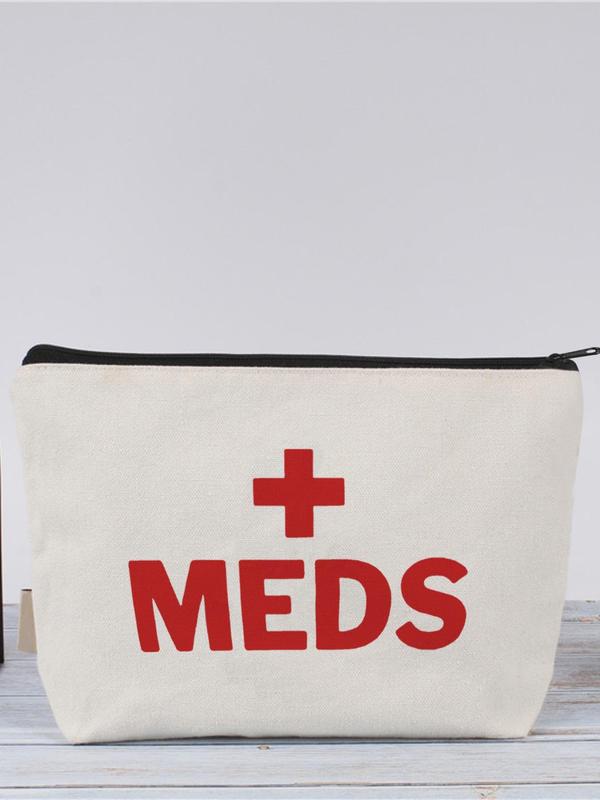 Red Cross Logo & Letters Print Makeup Bag, Meds Bag, Travel Portable Cosmetic Organizer, Small Large Toiletry Accessory