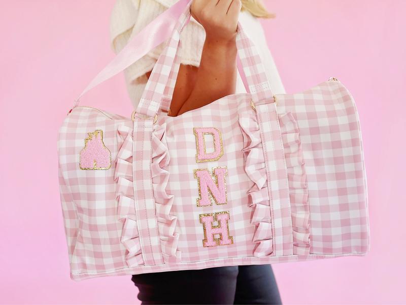 Gingham Ruffle Duffle Bag Gym Bag Ballet Bag Overnight Travel Bag