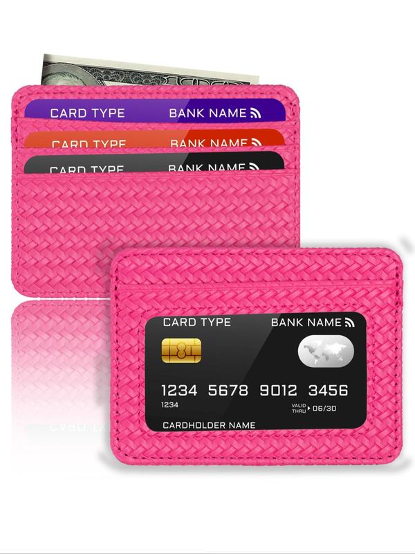 Minimalist Slim Credit Card Holder with Transparent Id Window,  Small Pu Short Wallet for Women Men, Casual Trendy Versatile Daily Used Card Holder