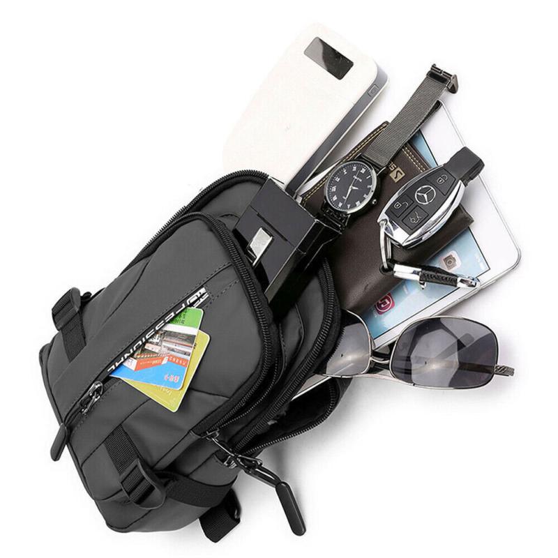 Men's Sling Chest Bag Waterproof Anti-theft Shoulder Crossbody Backpack USB Gift