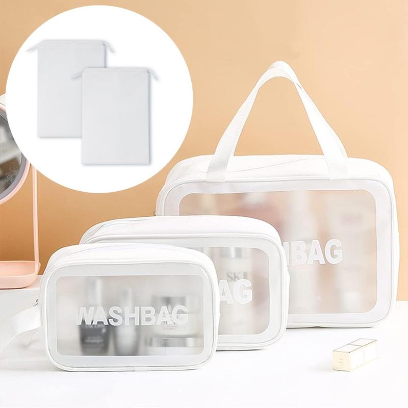 3 Pack Makeup Cosmetic Bag Transparent Travel Wash Bag Travel Toiletry Storage Bag for Toiletries Cosmetics