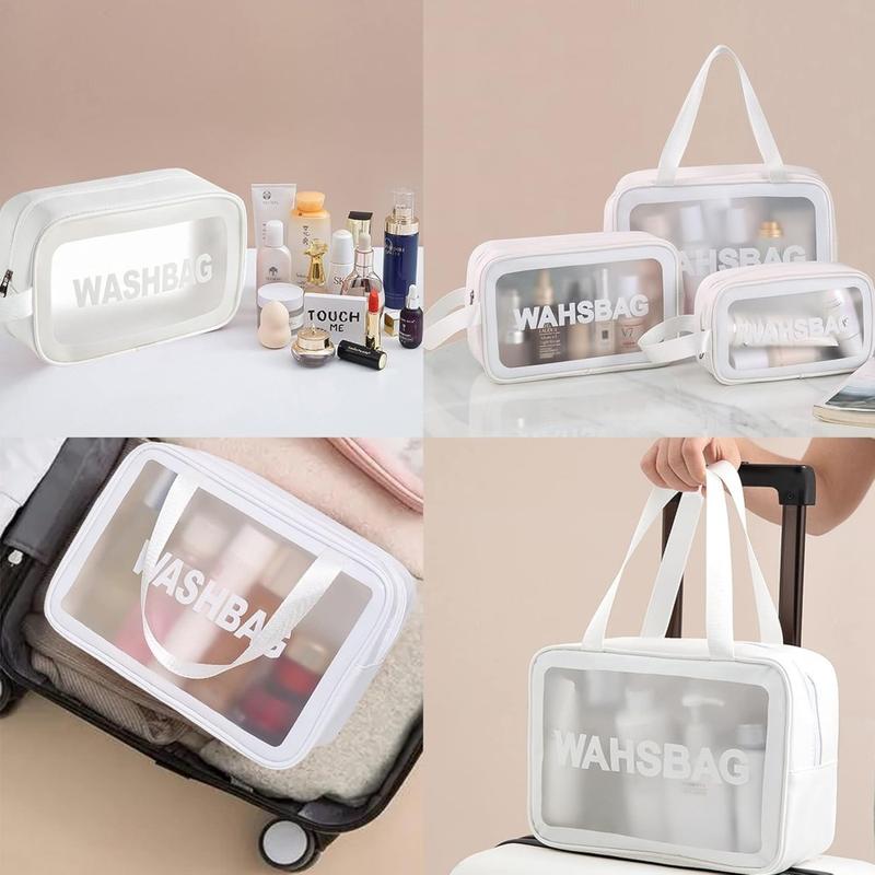 3 Pack Makeup Cosmetic Bag Transparent Travel Wash Bag Travel Toiletry Storage Bag for Toiletries Cosmetics