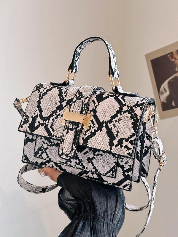 2024 New Fashionable Snakeskin Print Crossbody Bag, Casual Pu Leather Shoulder Bag for Women, Casual Trendy Versatile High-quality Daily Commuting Bag, Girl Fashionable Shopping Bag