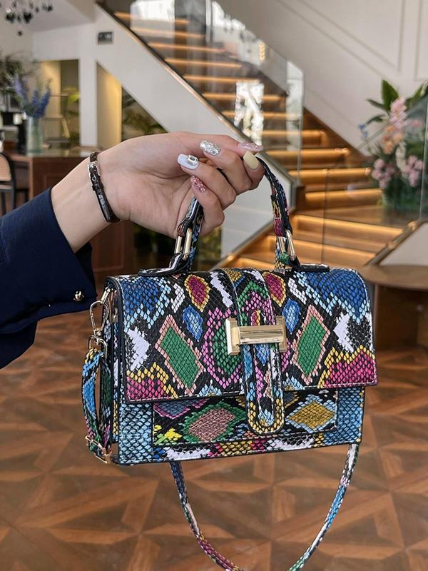 2024 New Fashionable Snakeskin Print Crossbody Bag, Casual Pu Leather Shoulder Bag for Women, Casual Trendy Versatile High-quality Daily Commuting Bag, Girl Fashionable Shopping Bag