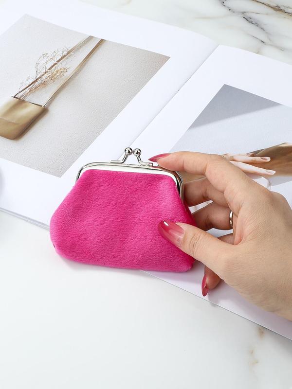 Women's Solid Color Coin Purse, Fashionable Portable Kiss Lock Buckle Coin Purse for Daily Use and Work, Casual Trendy Versatile High-quality Wallet