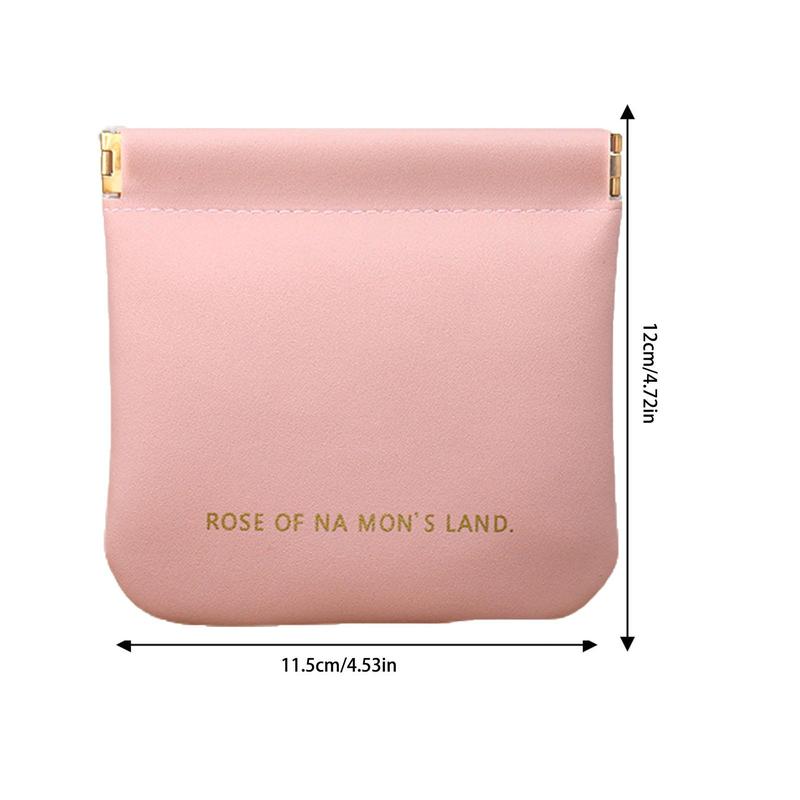 Faux Leather Mini Cosmetic Bag, 1 Count Magnetic Closure Plain Makeup Bag, Portable Multi-functional Women Lipstick Makeup Sanitary Pad Pouch Coins Purse