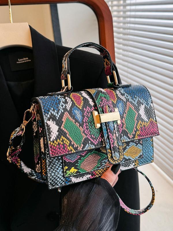 2024 New Fashionable Snakeskin Print Crossbody Bag, Casual Pu Leather Shoulder Bag for Women, Casual Trendy Versatile High-quality Daily Commuting Bag, Girl Fashionable Shopping Bag