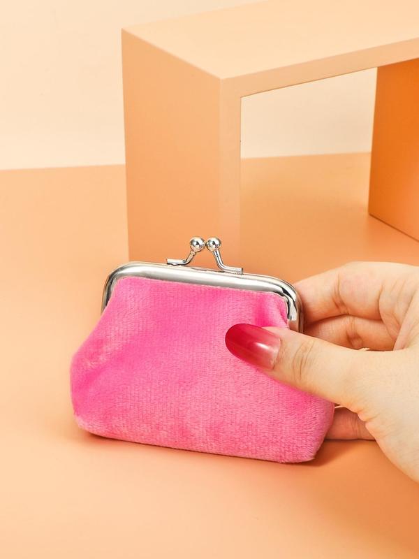 Women's Solid Color Coin Purse, Fashionable Portable Kiss Lock Buckle Coin Purse for Daily Use and Work, Casual Trendy Versatile High-quality Wallet