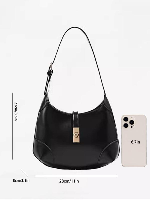 Women's Solid Color Shoulder Bag, Fashionable PU Leather Underarm Bag for Daily Used, Casual Trendy Versatile High-quality Daily Commuting Bag