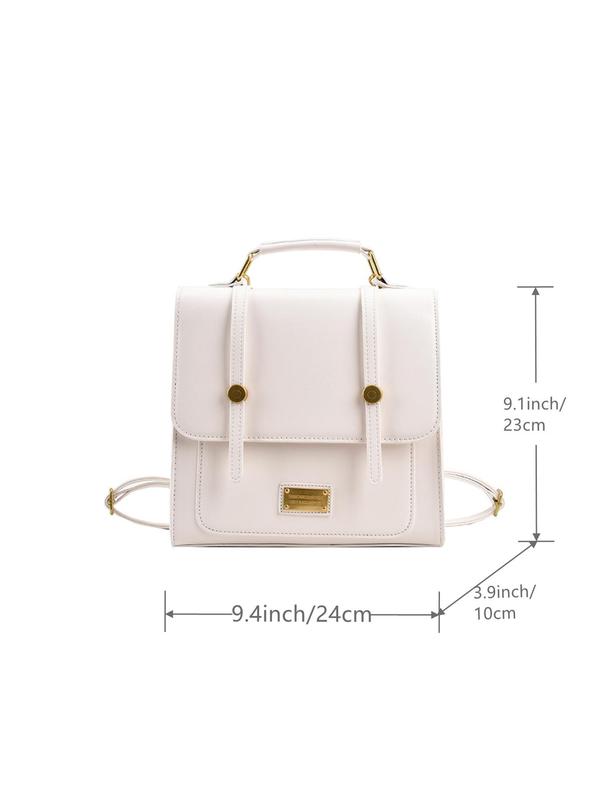 Women's Preppy Style Letter Label Decor Adjustable Strap Backpack, Casual Trendy Versatile Backpack, Fashionable Backpack for Daily Use Summer 2024