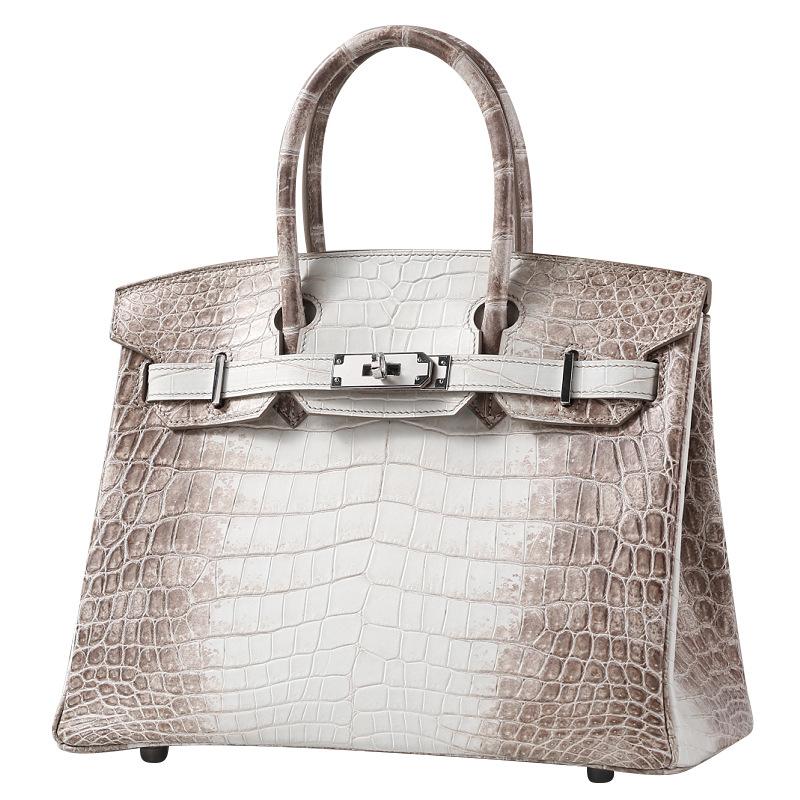 Himalala White Birkin Bag Pure Handmade Imported Crocodile Leather Bag