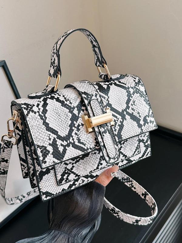 2024 New Fashionable Snakeskin Print Crossbody Bag, Casual Pu Leather Shoulder Bag for Women, Casual Trendy Versatile High-quality Daily Commuting Bag, Girl Fashionable Shopping Bag