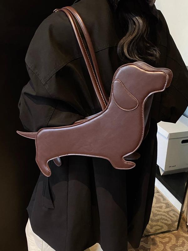 Cute Dachshund Shaped Handbag, Novelty Bag, Fashionable Zipper Shoulder Bag for Women, Casual Trendy Versatile High-quality Daily Commuting Bag