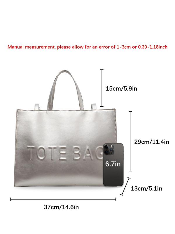 Women's Solid Color Tote Bag, Fashionable Large Capacity Shoulder Bag for Work & Daily Used, Casual Trendy Versatile High-quality Daily Commuting Bag