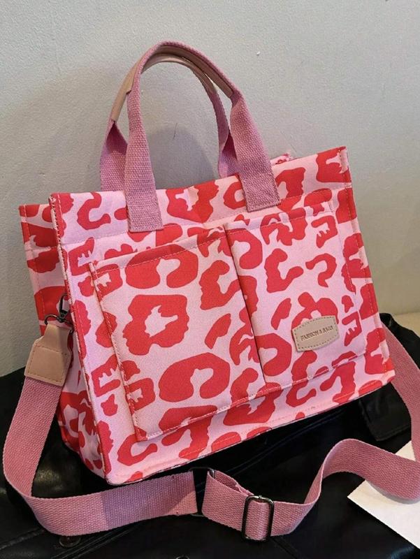 New Ditsy Floral Polka Dot Print Fashionable Ladies Tote Bag For Vacation, With Computer Briefcase, Commuter Bag, Cross-Body Bag, Simple Shopping Bag, Large Capacity, Multiple Pocket And Sweet Design For Daily Use, Bookbag, Tote Bag