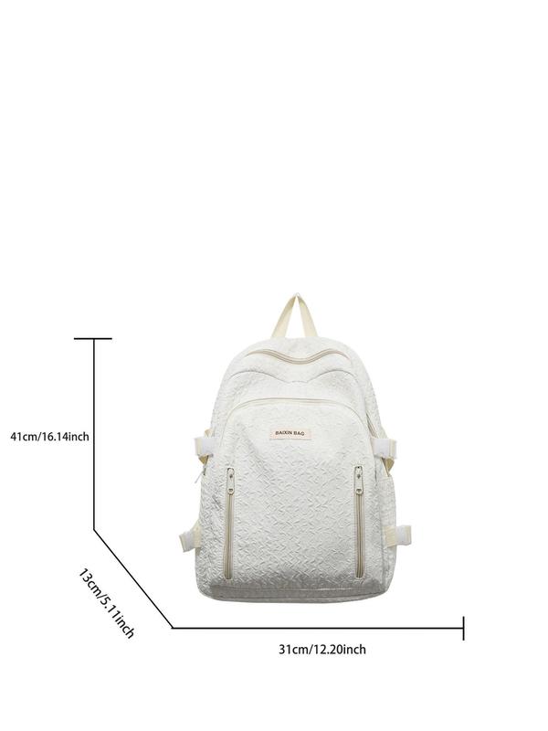 Plain Large Capacity Nylon Backpack, Casual Preppy Style Student Schoolbag for Teenagers, Cute Fashion Zipper Backpack for Girls, Outdoor Travel Backpack, Unisex