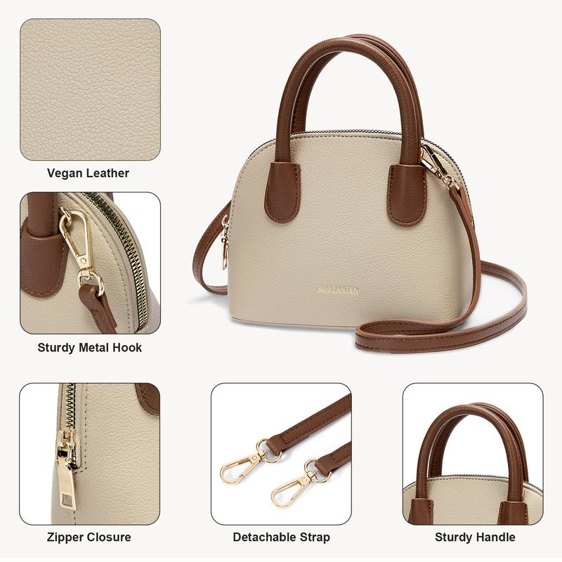 BOSTANTEN Small Crossbody Bags for Women Trendy Cute Satchel Purse Vegan Leather Handbag with Long Shoulder Strap