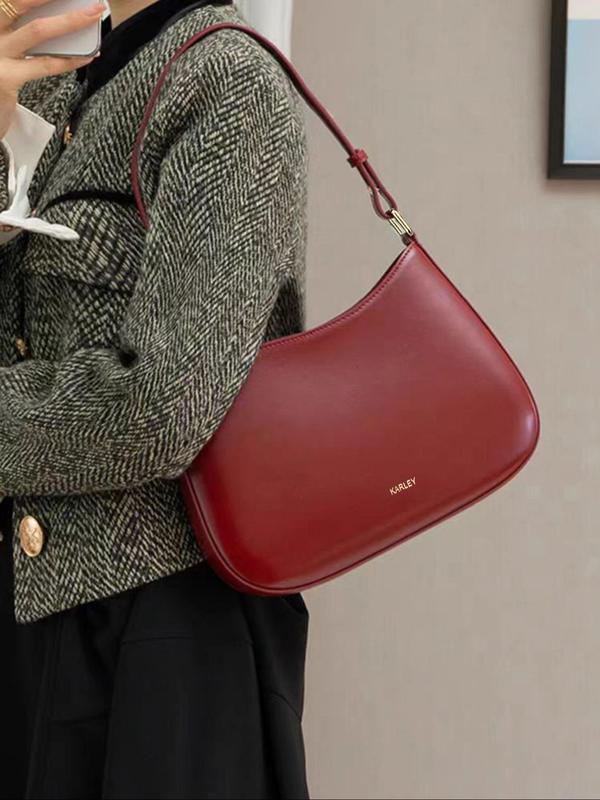 Women's Solid Color Shoulder Bag, Fashionable PU Leather Crossbody Bag for Daily Used, Casual Trendy Versatile High-quality Daily Commuting Bag