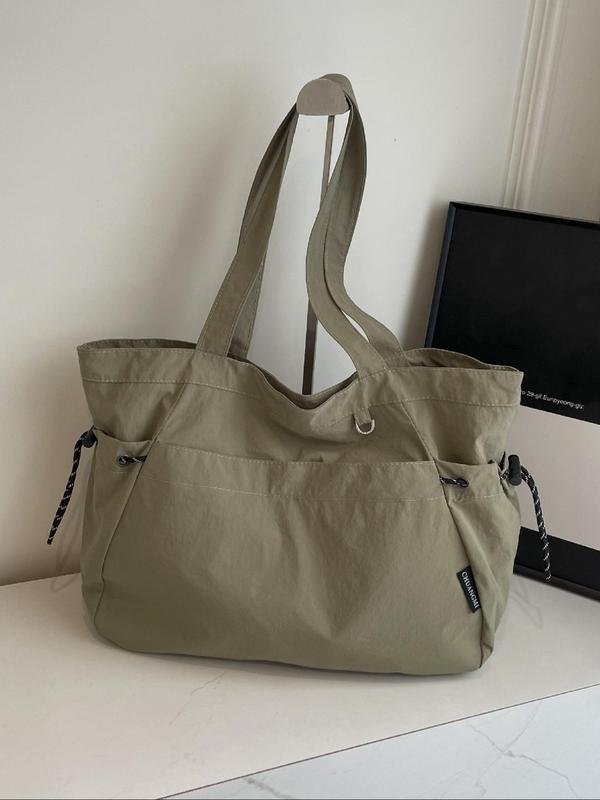 Solid Color Tote Bag, Large Capacity Shoulder Bag for Women & Men, Casual Trendy Versatile High-quality Daily Commuting Bag, Girl Fashionable Shopping Bag