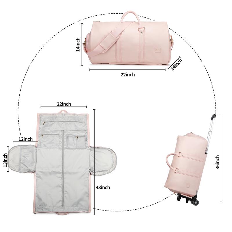 Travel Suit Bag with Wheels Luggage Bag Clothing Organizer Removable Trolley Convertible Travel Clothing Bag