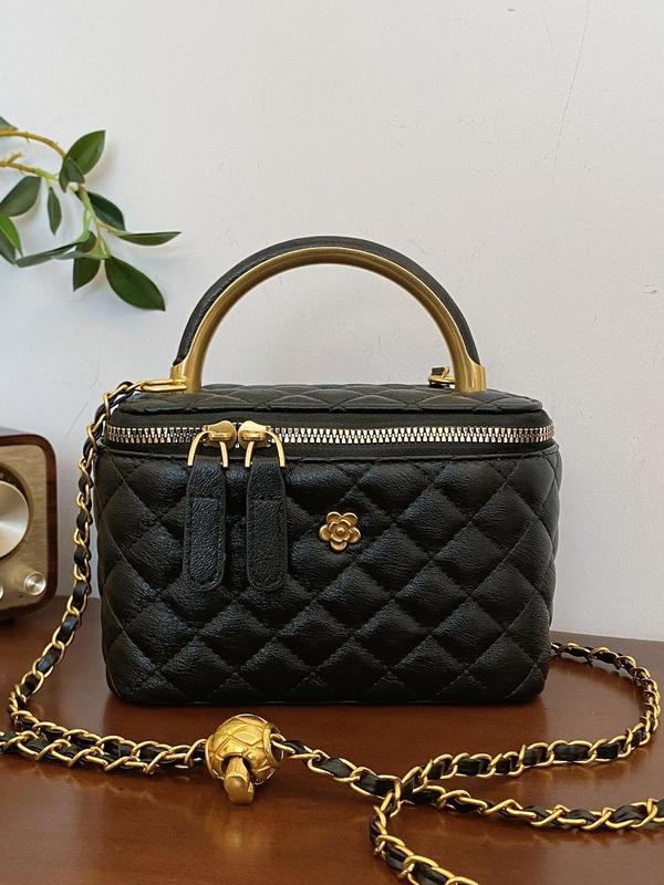 Women's Elegant Quilted Chain Strap Crossbody Bag, Fashionable Solid Color Shoulder Bag for Daily Used, Casual Trendy Versatile High-quality Daily Commuting Bag