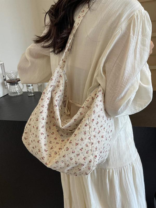 Women's Elegant Ditsy Floral Pattern Tote Bag, 2024 New Style Vintage Trendy Shoulder Bag for Girls, Fashionable Bag for Working, Dating, Party, Shopping