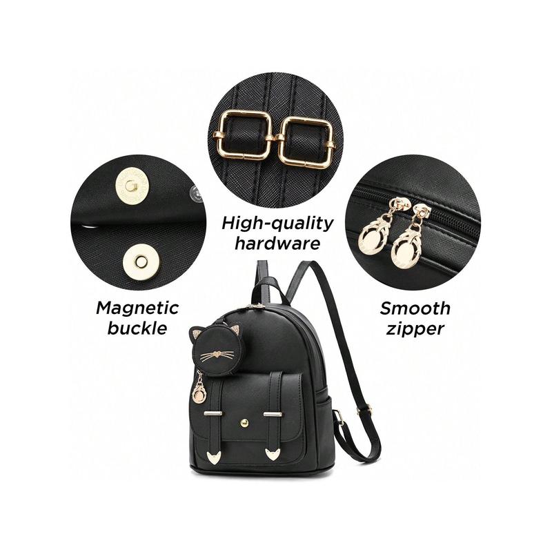 Fast deliveryWomen Fashion Backpack Mini Backpack Purse For Women Satchel Bag Cute Leather Small Backpack Purse With Kitty Purse