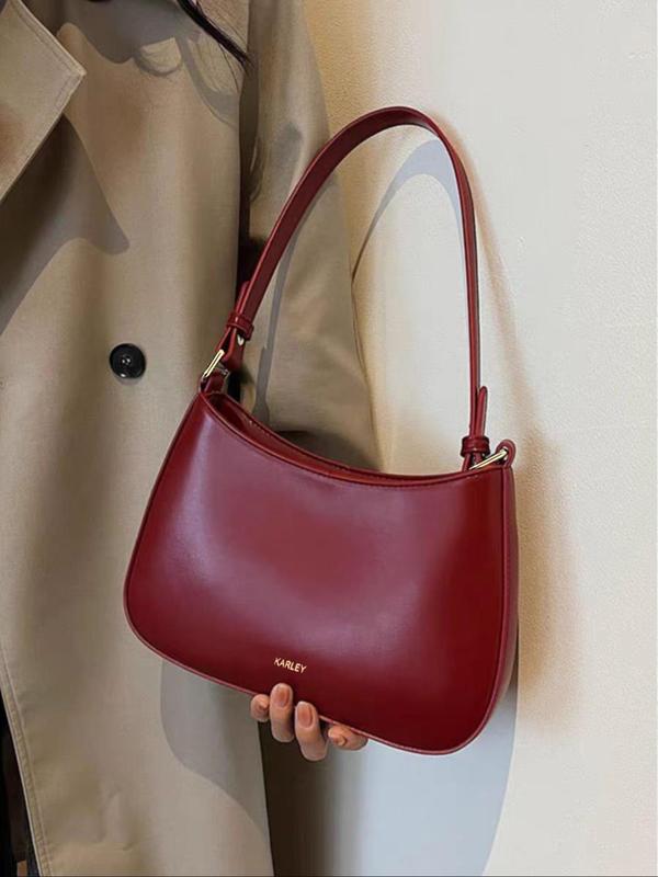 Women's Solid Color Shoulder Bag, Fashionable PU Leather Crossbody Bag for Daily Used, Casual Trendy Versatile High-quality Daily Commuting Bag