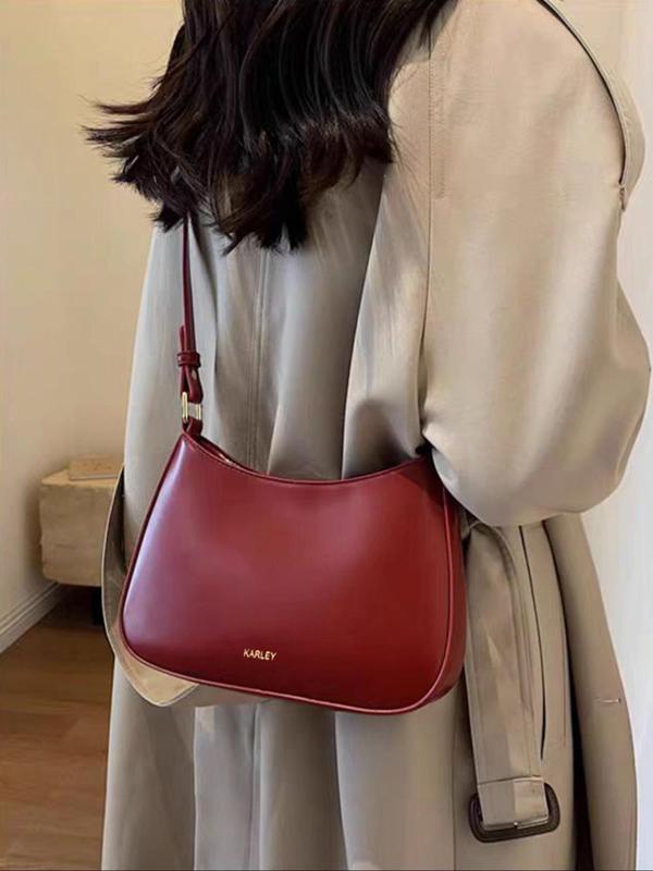 Women's Solid Color Shoulder Bag, Fashionable PU Leather Crossbody Bag for Daily Used, Casual Trendy Versatile High-quality Daily Commuting Bag