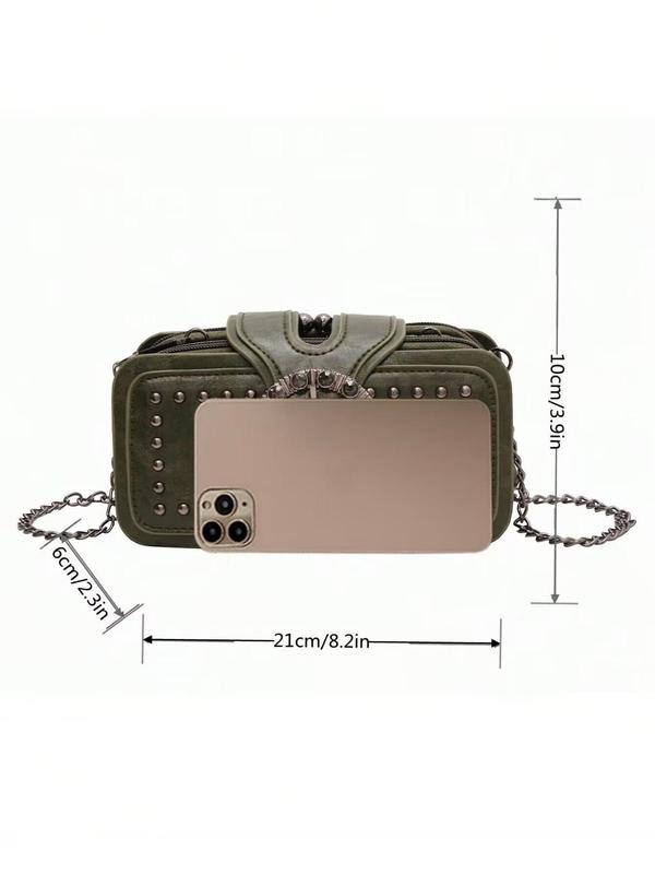 Women's Fashion Studded Decorated Crossbody Bag, Casual Versatile Rhinestone Decorated Shoulder Bag for Daily Used, Trendy All-match Commuter Bag